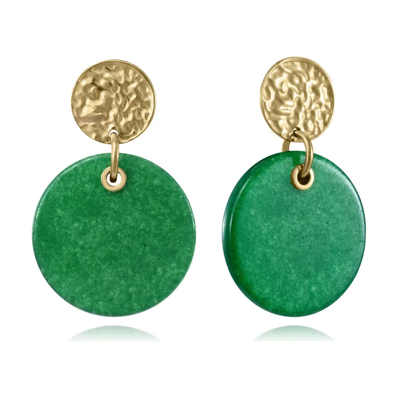 Pendientes de acero Ip dorado y piedra natural 14443E01016
