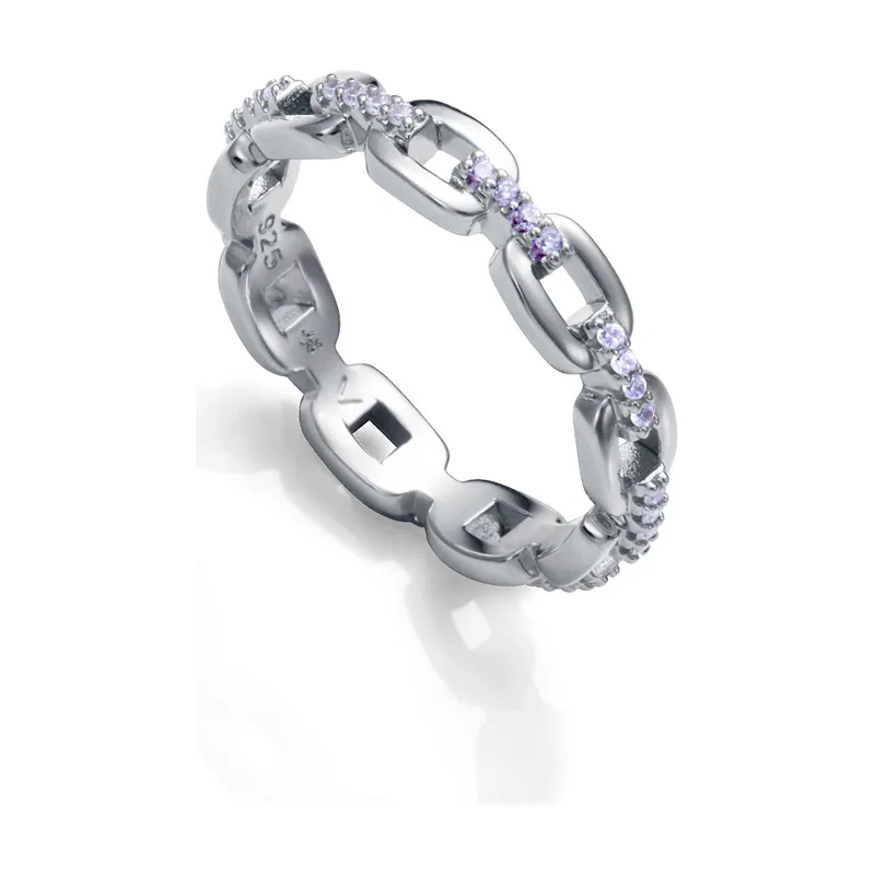 Anillo de plata de primera ley con baño de rodio y circonitas 2387A010-30