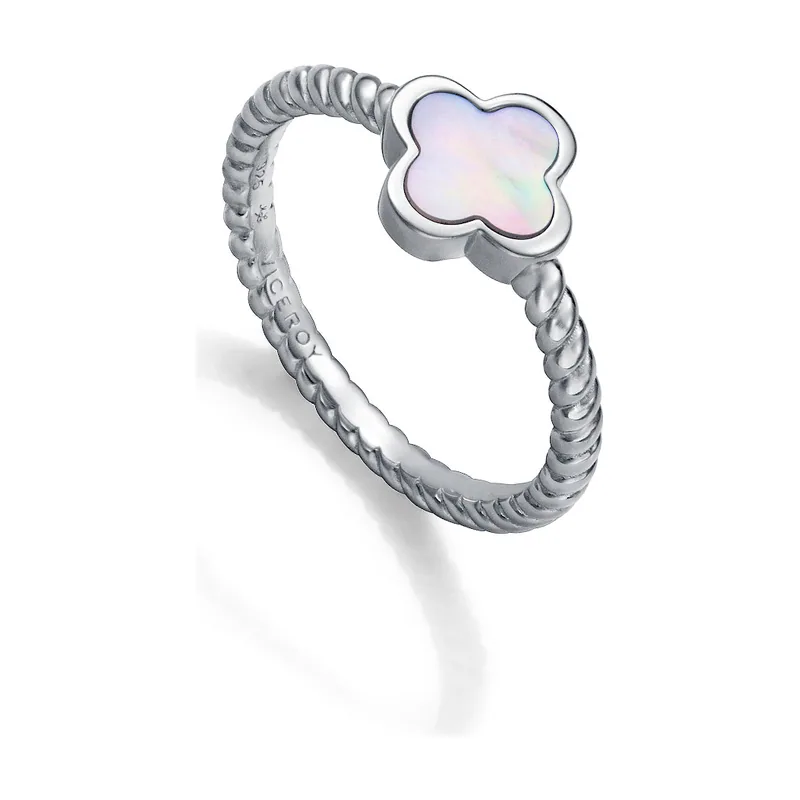 Anillo de plata de primera Ley con baño de rodio y madre 2383A016-60