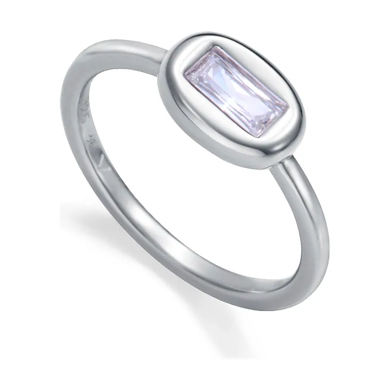 Anillo de plata de primera Ley con baño de rodio y circonita 2382A012-30