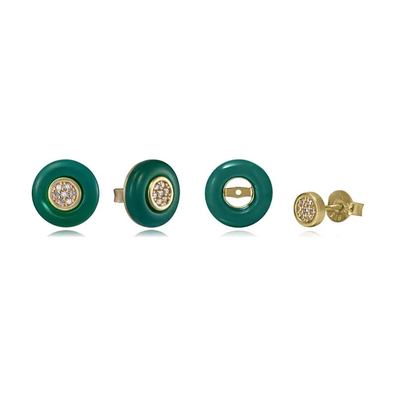 Pendientes de plata de primera Ley con baño de oro, dos partes desmontables 2380E100-42