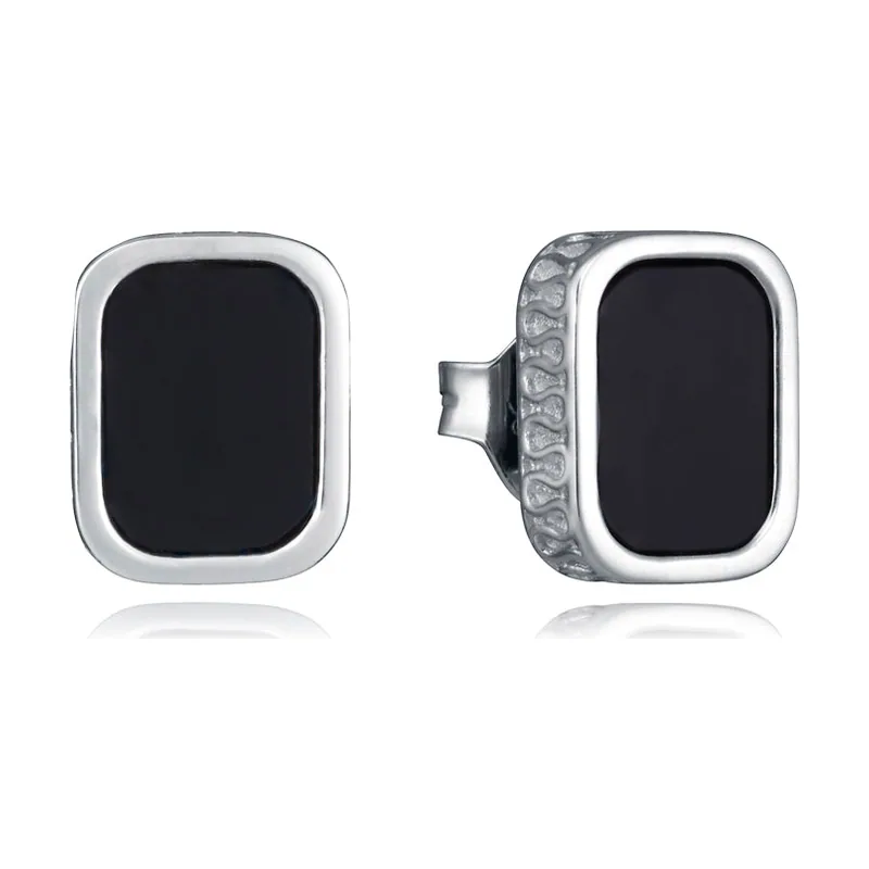 Pendientes de plata de primera ley con baño de rodio y piedra natural agata 13275E000-45