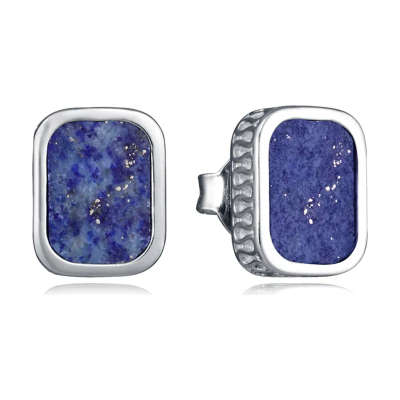 Pendientes plata de primera ley con baño de rodio y piedra natural lapislazuli 13275E000-43