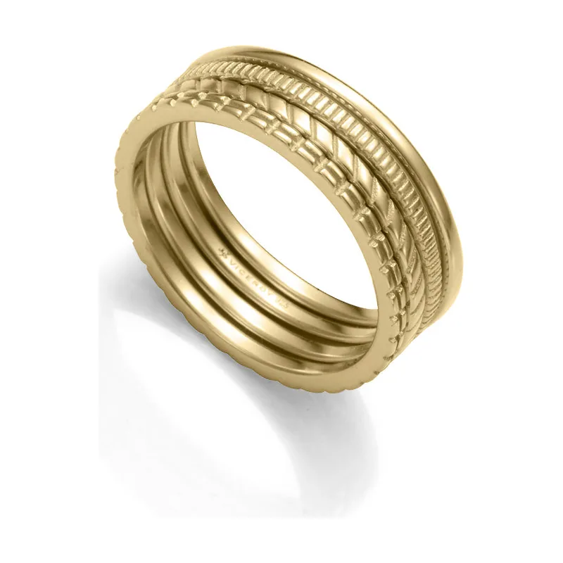 Anillo de mujerde plata de primera ley de baño de oro múltiple 9170A018-00