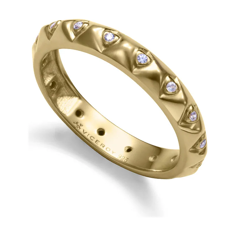 Anillo de mujerde plata de primera ley de baño de oro con circonitas 9169A018-30