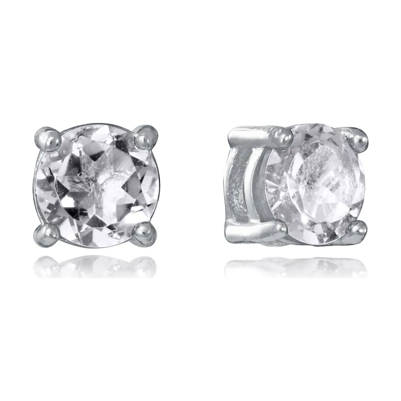 Pendientes de acero chapado en plata 999 + E-COATING con piedra natural topacio 14455E01000
