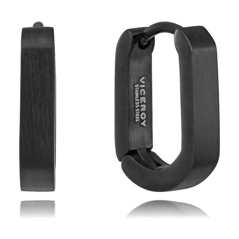 Pendientes de acero Ip negro aro 14402E01010