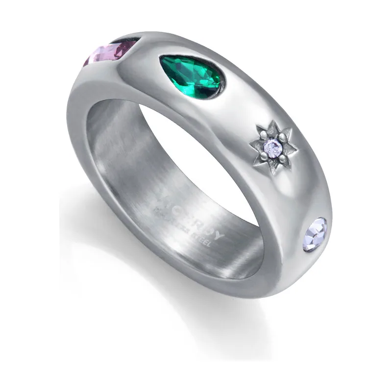 Anillo de acero con circonitas 75453A01600