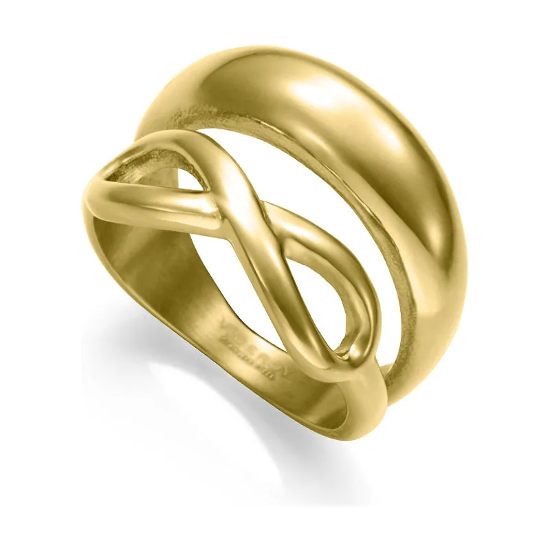 Anillo de acero Ip dorado con forma de infinito 14452A01412