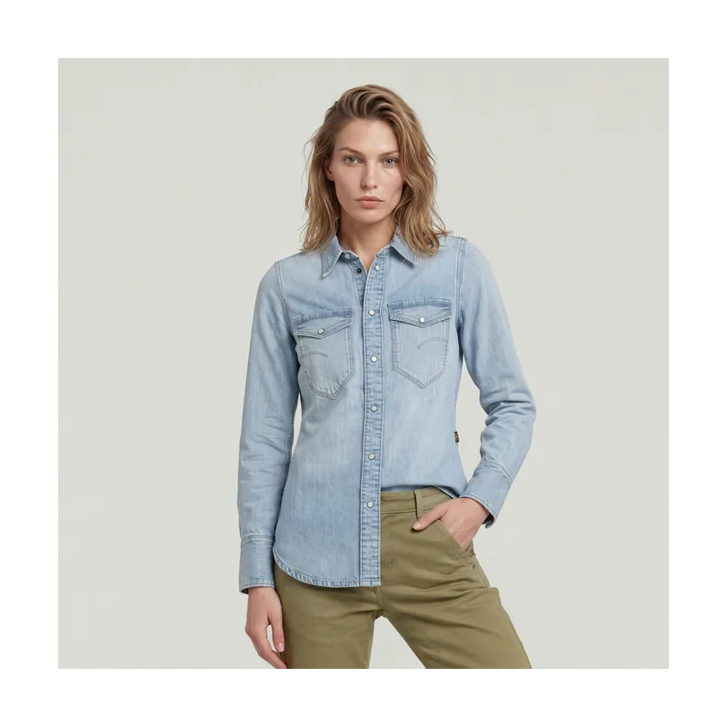 Camisa Slim Western - Azul claro - Mujer D24343-D539