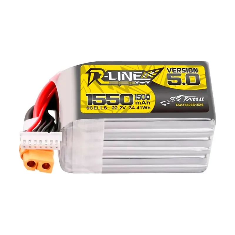 Batería De Dron Lipo Tattu R-line 5.0 1550mah 22.2v 150c 6s With Xt60 Connector