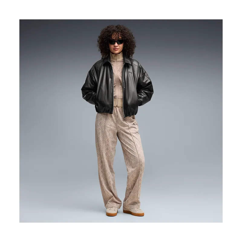 Pantalones rectos T7 con estampado de serpiente para mujer 638733