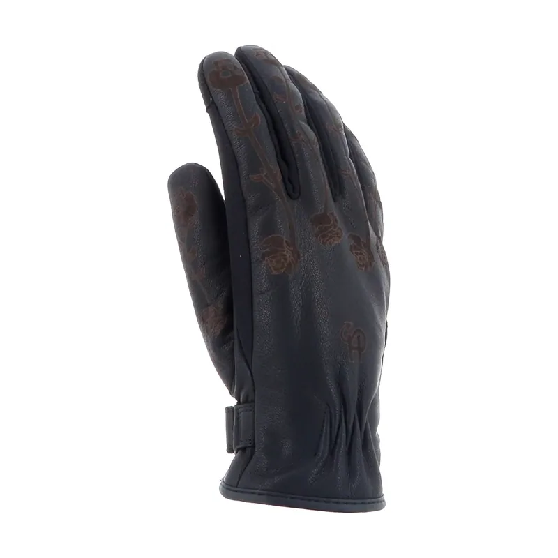 Guantes De Cuero Skull Flowers