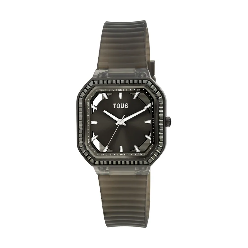 Reloj Analógico De Acero Ip Negro Con Zirconitas Gleam Fresh