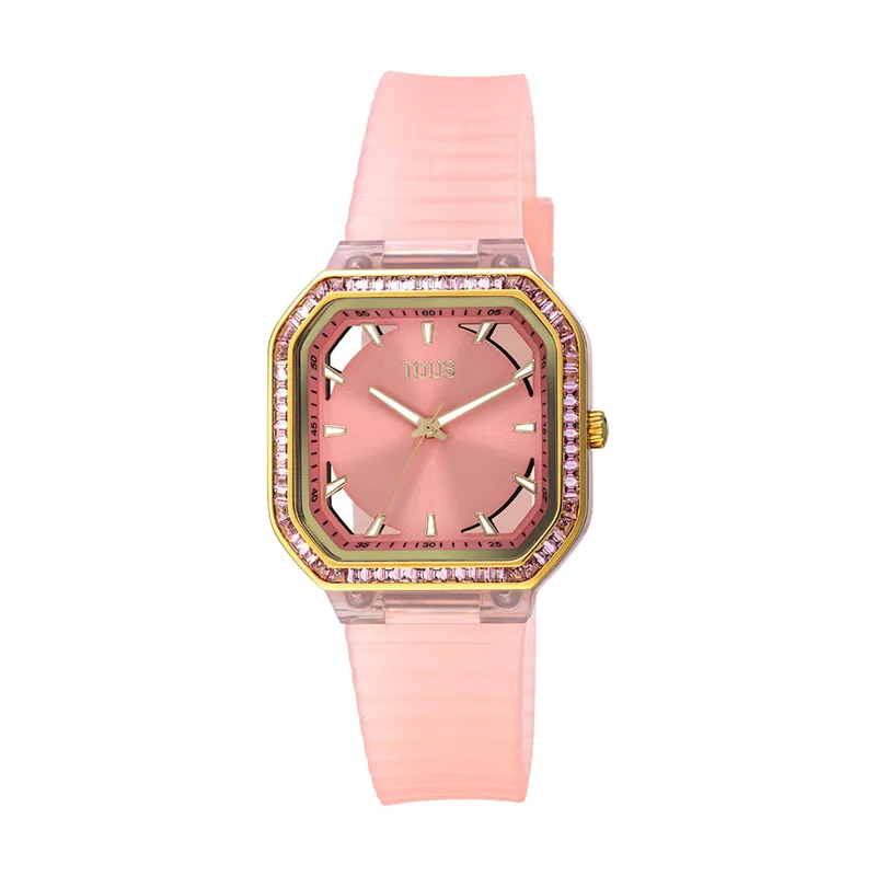 Reloj Analógico De Acero Ipg Rosa Con Zirconitas Gleam Fresh