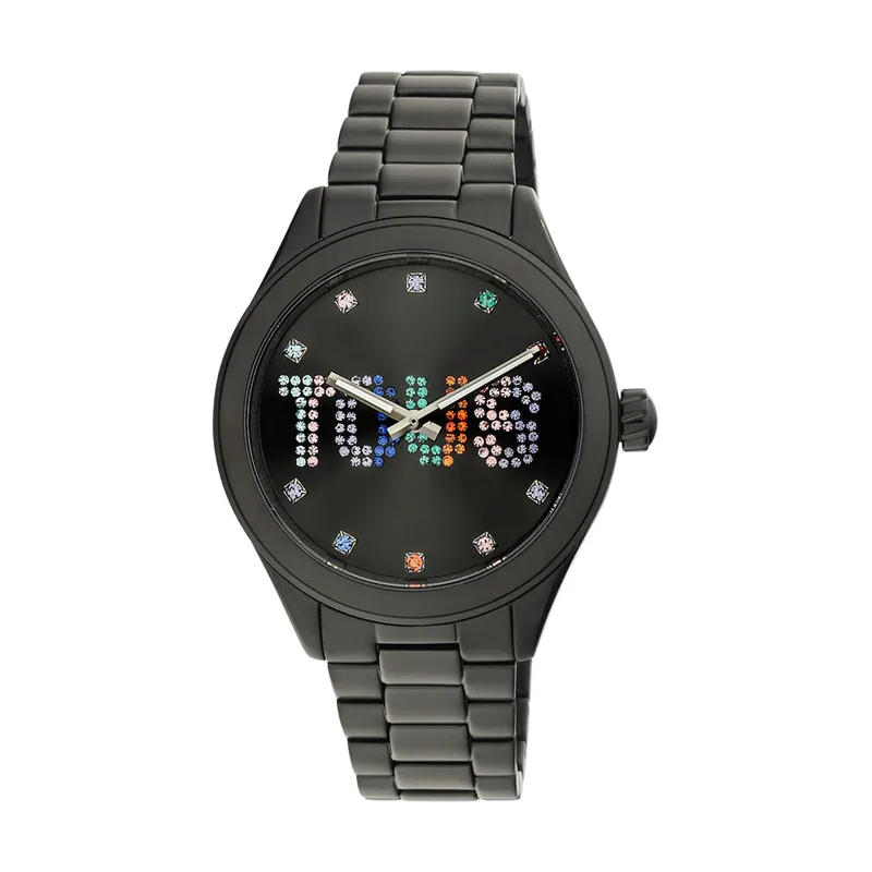 Reloj Analógico Con Brazalete De Acero Ip Negro y Cristales T-Logo