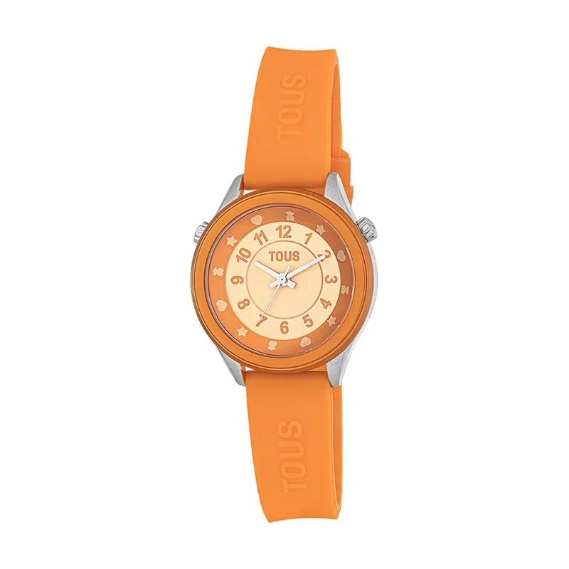 Reloj Analógico Naranja De Acero Mini Self Time