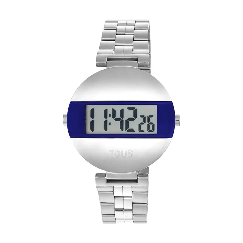 Reloj Digital Con Brazalete De Acero y Azul Marino Mars