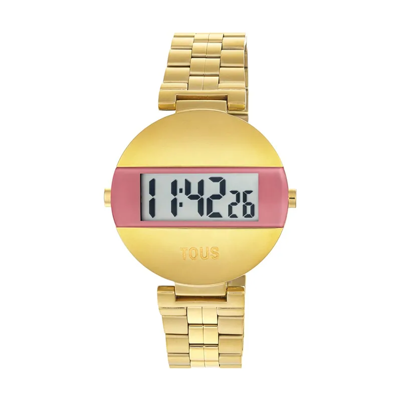 Reloj Digital Con Brazalete De Acero Ipg Dorado y Rosa Mars