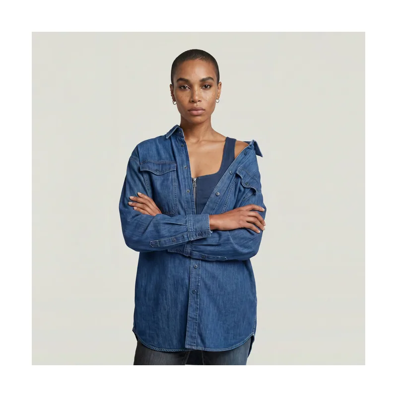 Camisa Oversized Denim Evergreen - Azul intermedio - Mujer D22588-D832