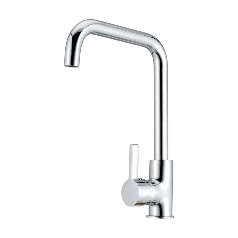 Grifo monomando de cocina caño alto plateado brillo serie zeta