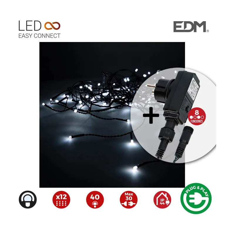 71482 Cortina Icicle con Programador 12 Tiras 40 Leds