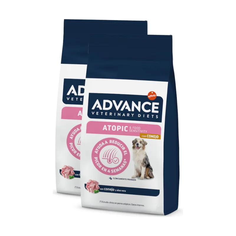 2 x 12 kg Veterinary Diets Atopic Conejo y Guisantes pienso