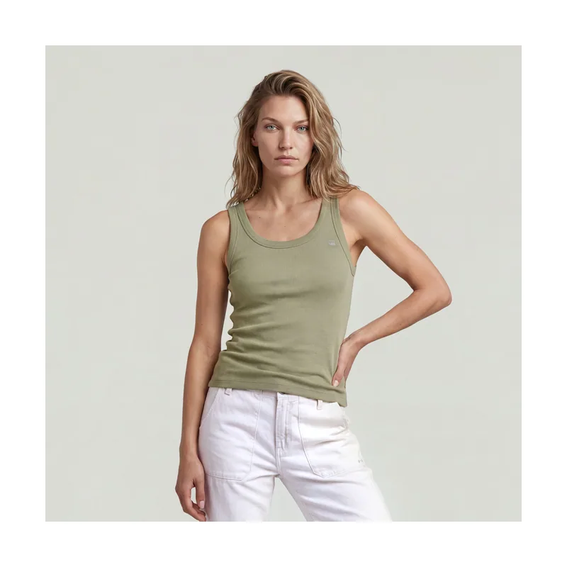 Top sin mangas Slim Rib - Verde - Mujer D28716-E527