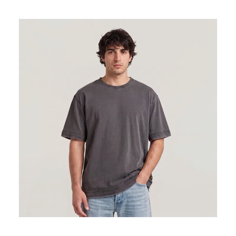 Camiseta Washed Distressed Relaxed - Negro - Hombre D28896-E401