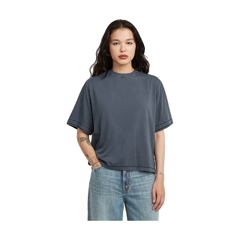 Camiseta Woven Mix Washed Relaxed - Azul oscuro - Mujer D28731-2653