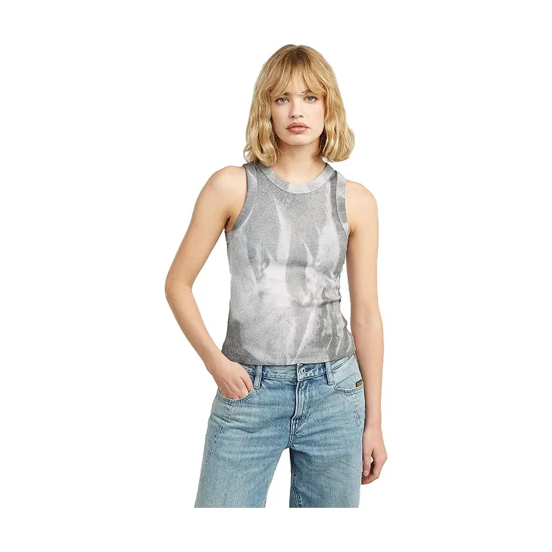 Tank Slim Rib AOP - Multi color - Mujer D28968-E525