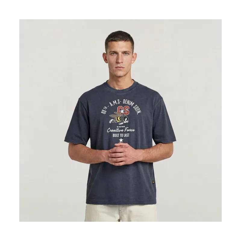 Camiseta Angry Bee Loose - Azul oscuro - Hombre D29297-E401