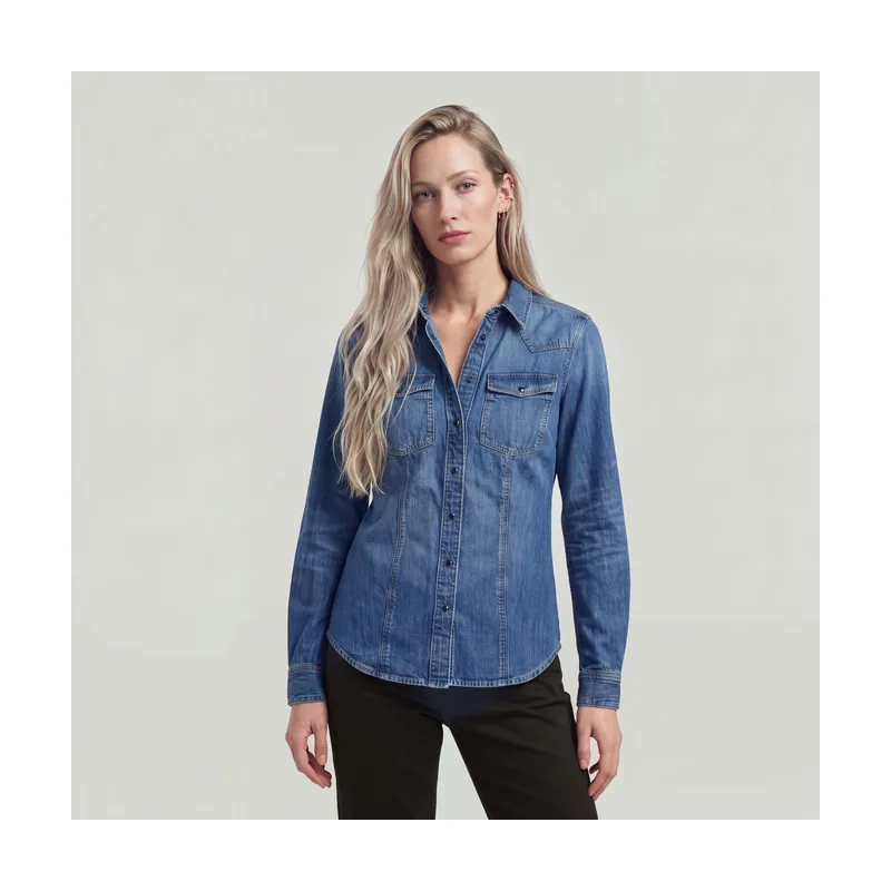 Camiseta de manga larga 3301 - Azul intermedio - Mujer D15170-E799