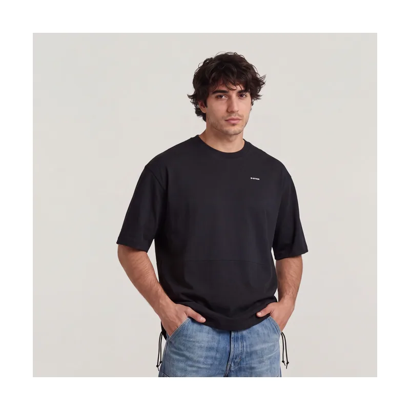 Camiseta Woven Mix Loose - Negro - Hombre D28697-E385