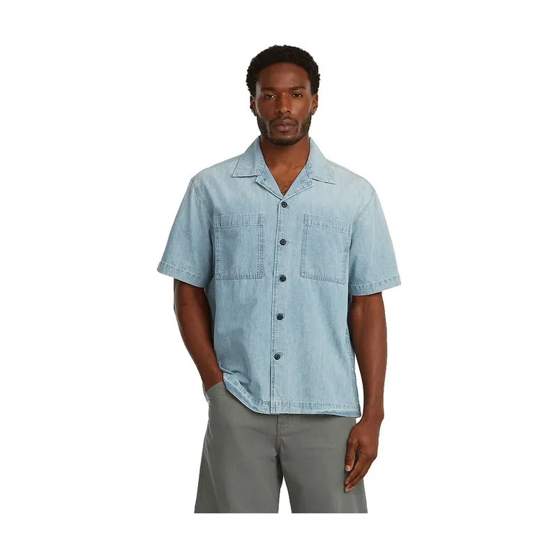 Camisa Bowling Regular ligera de 2 bolsillos - Azul claro - Hombre D28911-E356