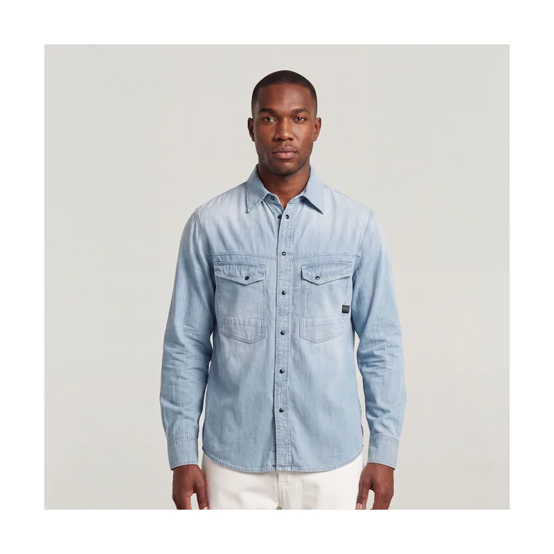 Camisa Dakota Regular de manga larga - Azul claro - Hombre D23006-E356