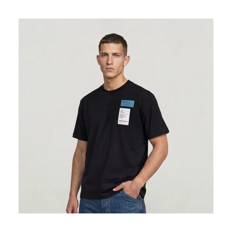 Camiseta holgada con múltiples insignias en el pecho - Negro - Hombre D30097-D709