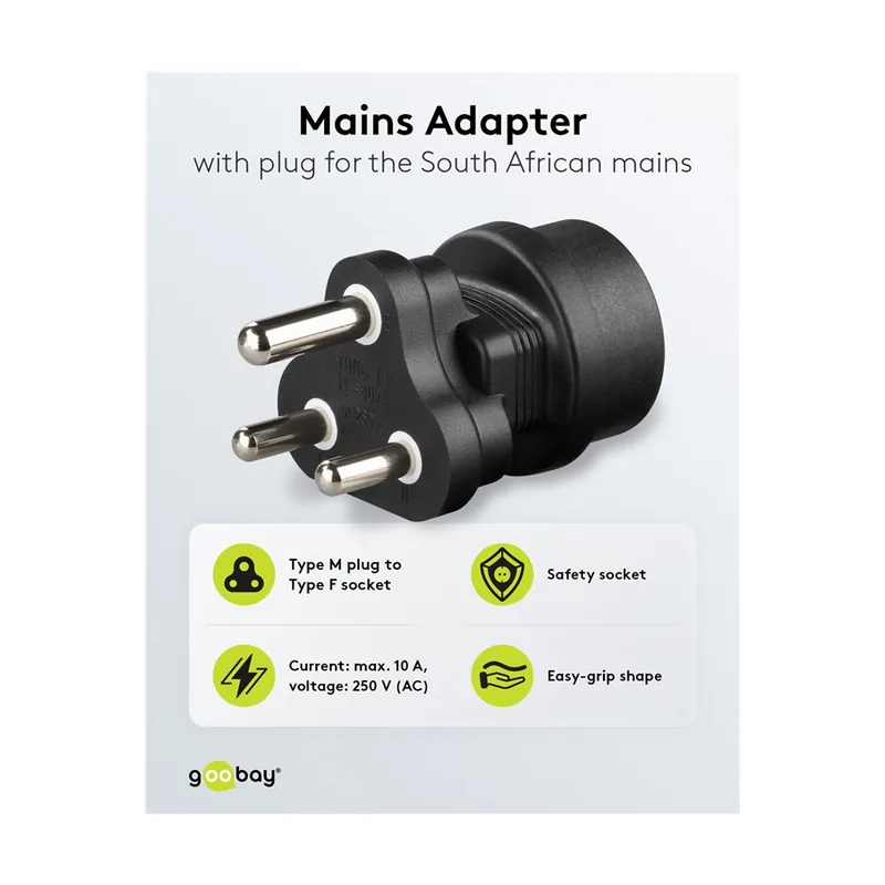95412 adaptador de enchufe eléctrico Tipo F Tipo M Negro