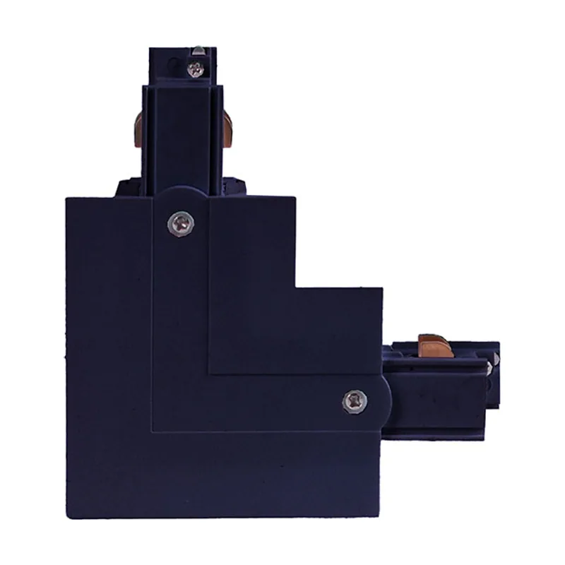 Conector derecho en forma de "l" para carril de empotrar line pro 4 hilos en aluminio negro
