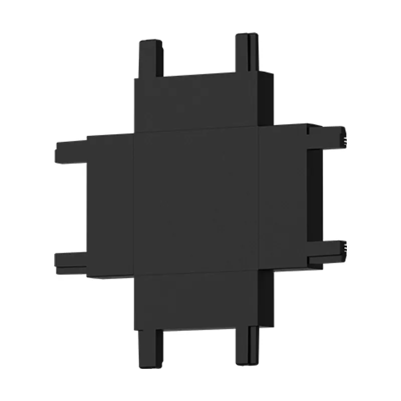 Conector en forma de "x" para carril magnético piquet 2 hilos