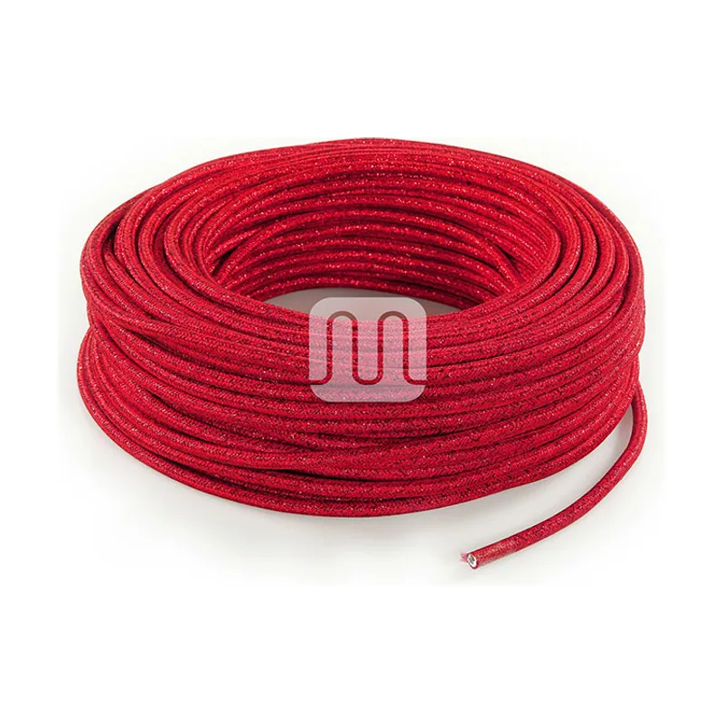 Cable eléctrico cubierto con tela redonda flexible h03vv-f 3x0,75 d.6.4mm rojo to462