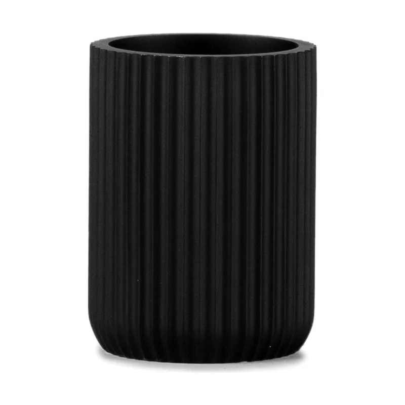 Portacepillos Resina Negro Mate Ø7x9,5cm