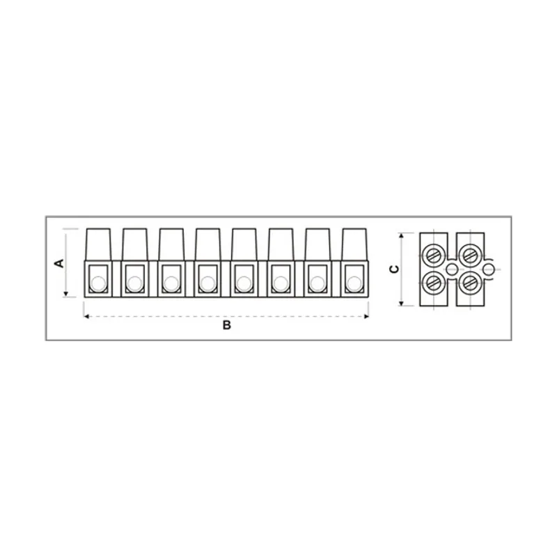 Regleta de conexión 12 elementos Intensidad 10A/24A. Sec. 2,5 mm². Blanco 10.777/2.5