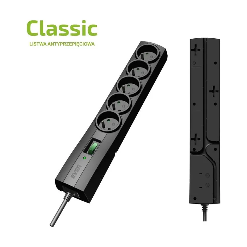 CLASSIC 3m Negro 5 salidas AC 250 V