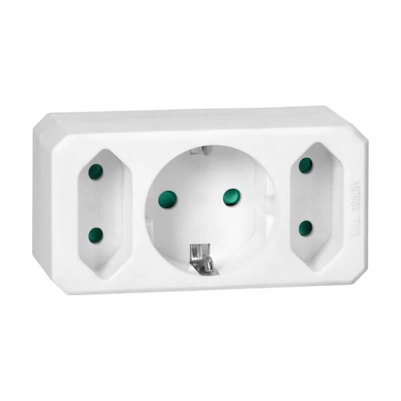 Ladron con 1 toma schuko y 2 tomas europeso or-ae-13250 gs