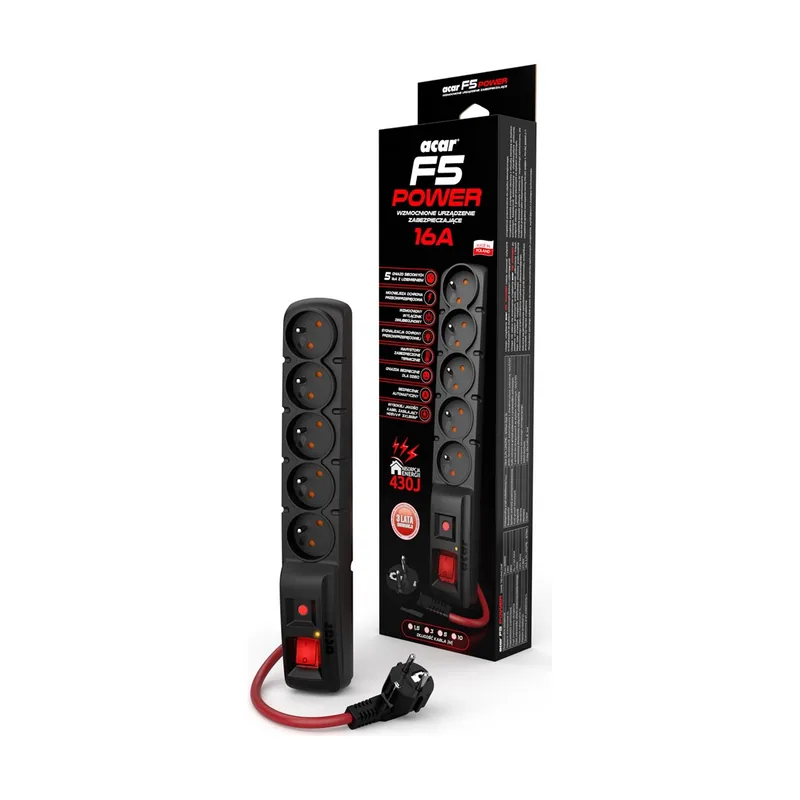 F5 POWER Negro 5 salidas AC 230 V 3 m