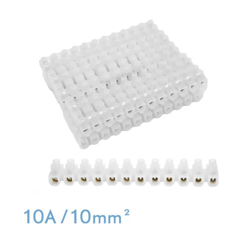 Regleta empalme 12 fichas 10A 10mm2 semitransparente PE flexible y cortable conexión
