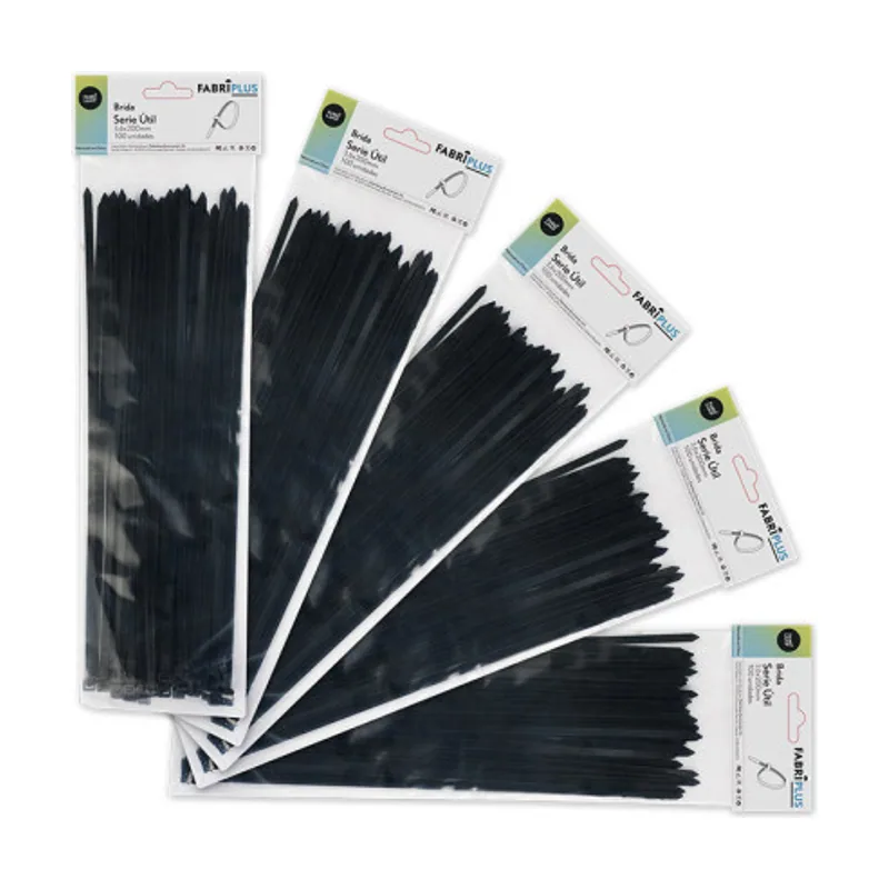 Bolsa 100 bridas util negras 3,6x200mm. 100% nylon 66 resistentes y duraderas