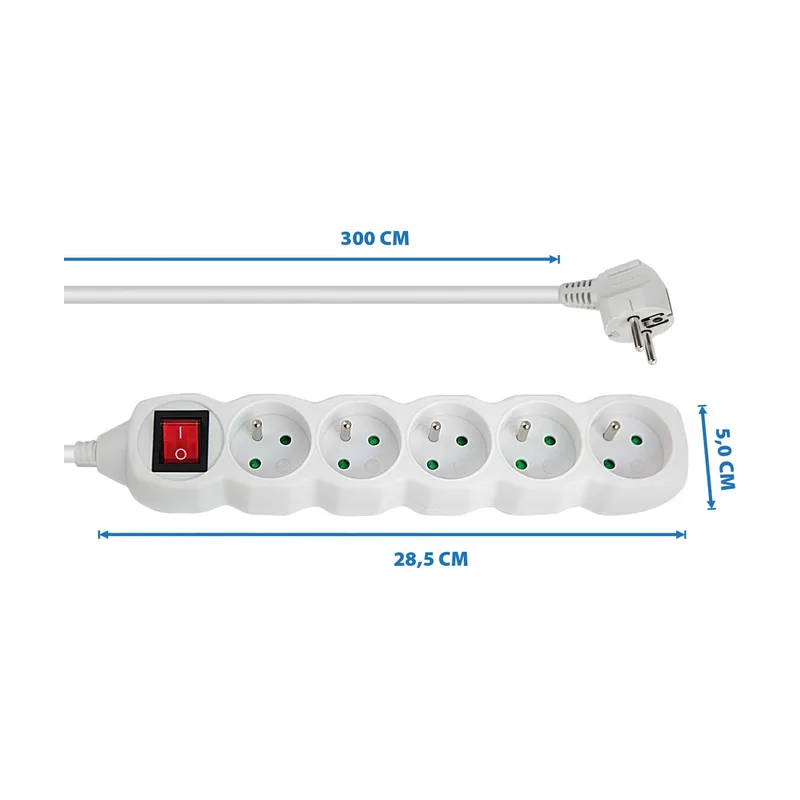 Elk215w regleta 5gn/3m blanco