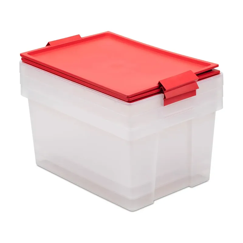 Caja De Almacenamiento Multiusos 35l 3 uds Transparente y rojo